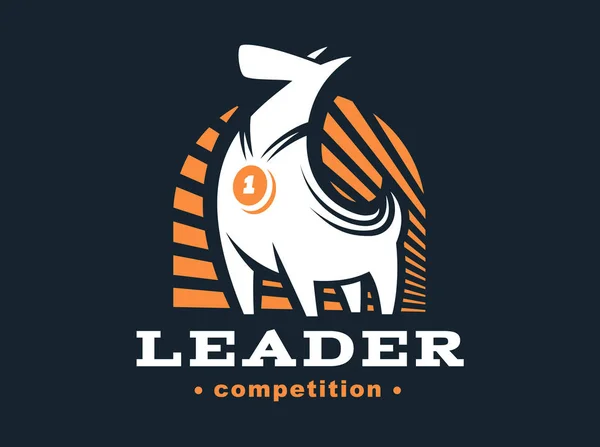 Siegerhund-Logo - Vektorabbildung, Emblem auf dunklem Hintergrund — Stockvektor