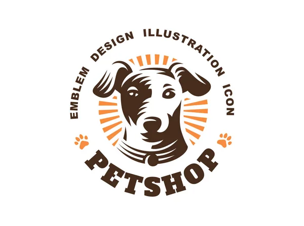 Logotipo de cabeza de perro - ilustración vectorial, emblema sobre fondo blanco — Vector de stock