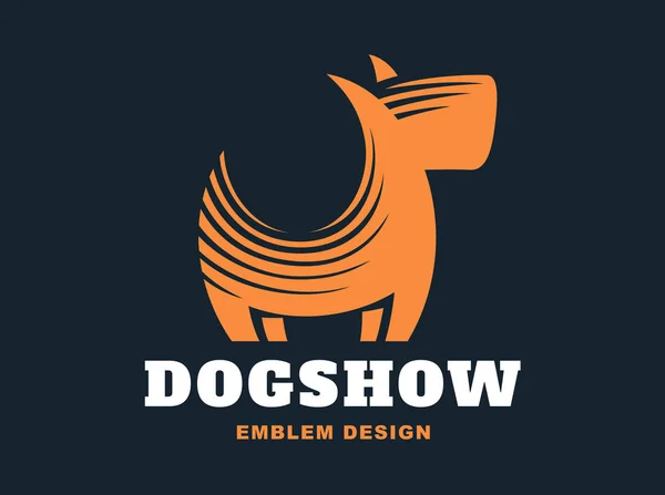 Hond logo - vectorillustratie, embleem op donkere achtergrond — Stockvector