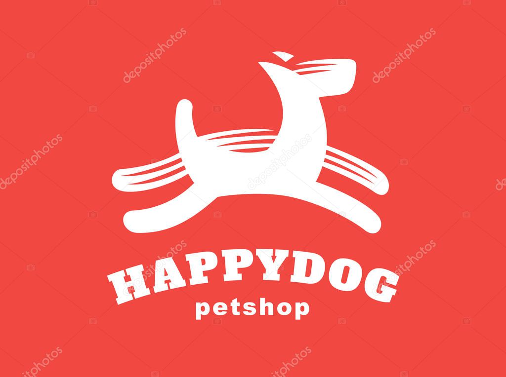 Dog logo - vector illustration, emblem on red background