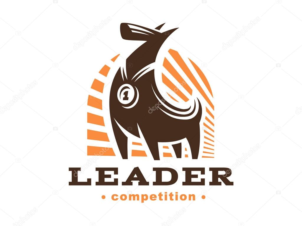Winner dog logo - vector illustration, emblem on white background