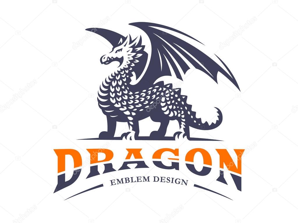 Dragon logo - vector illustration, emblem on white background