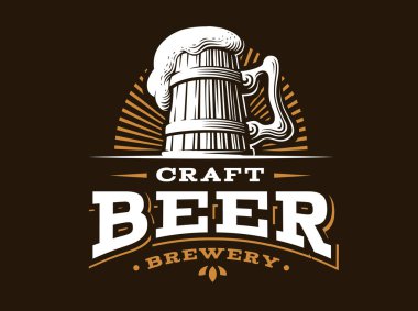 Craft beer logo- vector illustration, emblem brewery design clipart