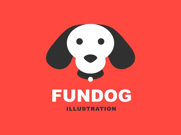 Köpek baş logo - vektör çizim, kırmızı bir arka plan üzerinde amblemi — Stok Vektör
