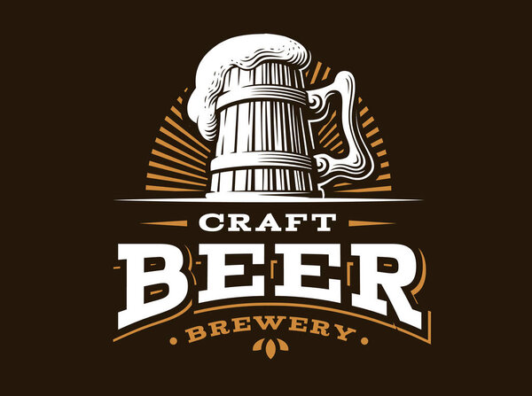 Craft beer logo- vector illustration, emblem brewery design