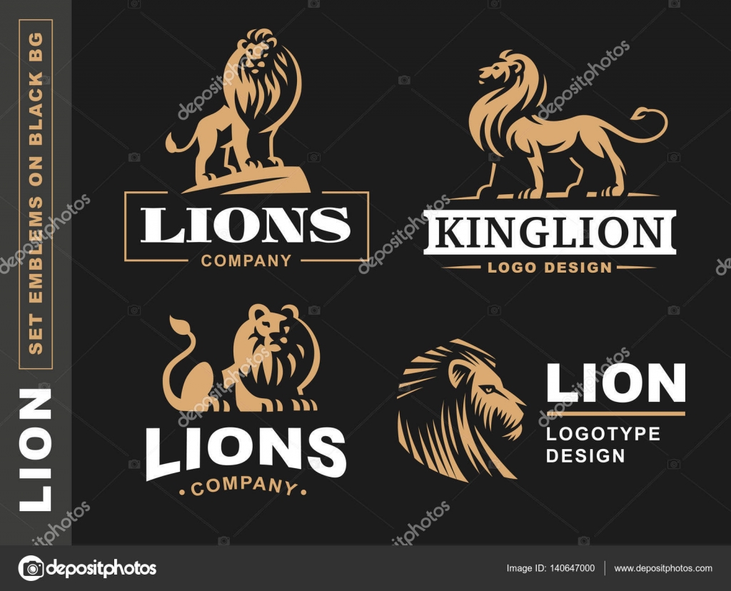Lion logo set - vector illustration, emblem on black background Stock Vector  Image by ©sodesignby #140647000