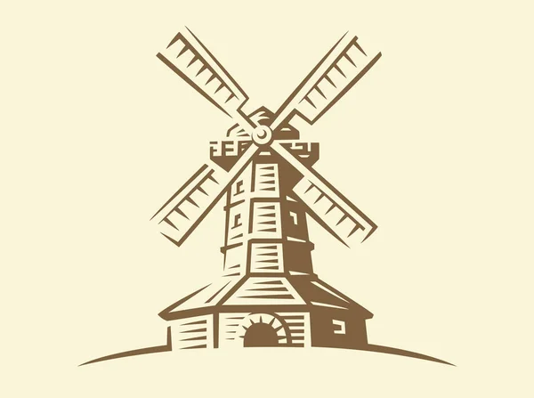 Moulin - illustration vectorielle sur fond clair — Image vectorielle