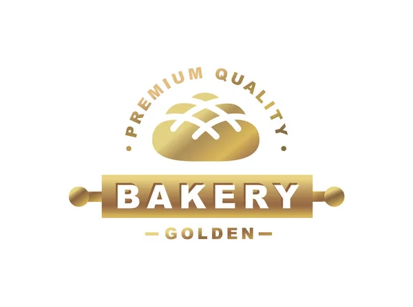 金面包标志-矢量图。白色背景上的面包店徽 — 图库矢量图片