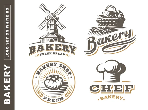 Set logo pain - illustration vectorielle. Emblème de boulangerie sur fond blanc — Image vectorielle