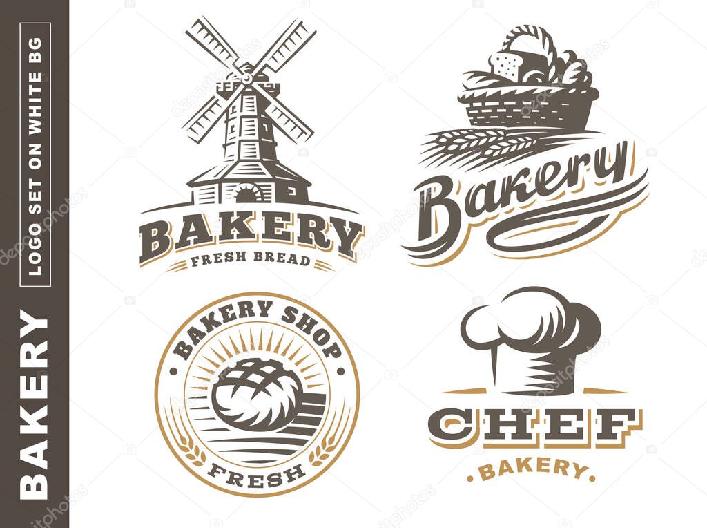 Set bread logo - vector illustration. Bakery emblem on white background