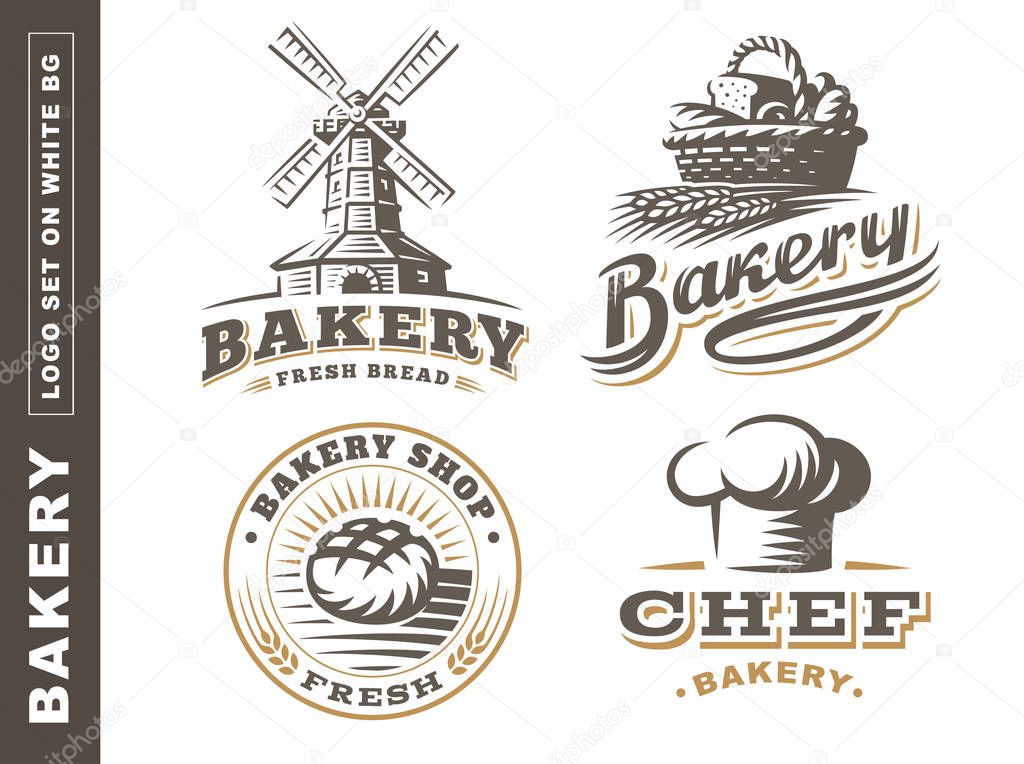 Set bread logo - vector illustration. Bakery emblem design on white background