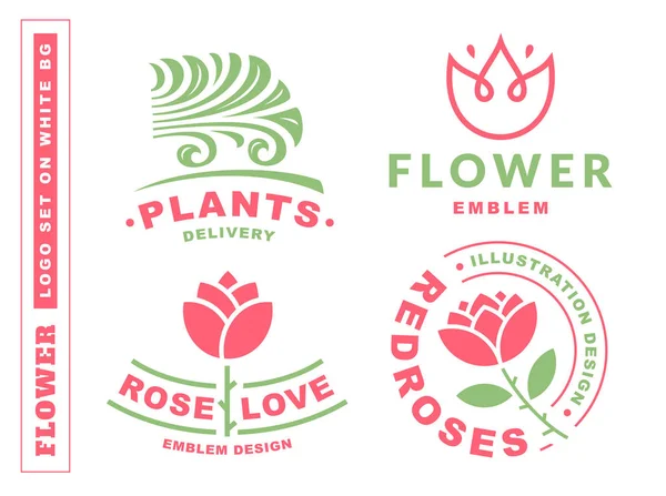 Conjunto de flores logotipo - ilustración vectorial, emblema sobre fondo blanco — Archivo Imágenes Vectoriales