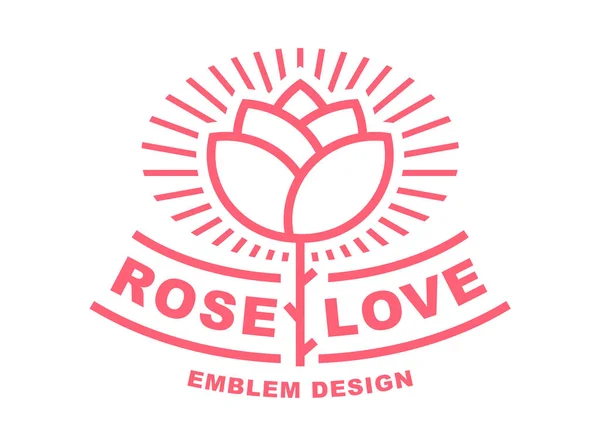 Red rose logo - vector illustration, emblem on white background — Stock Vector