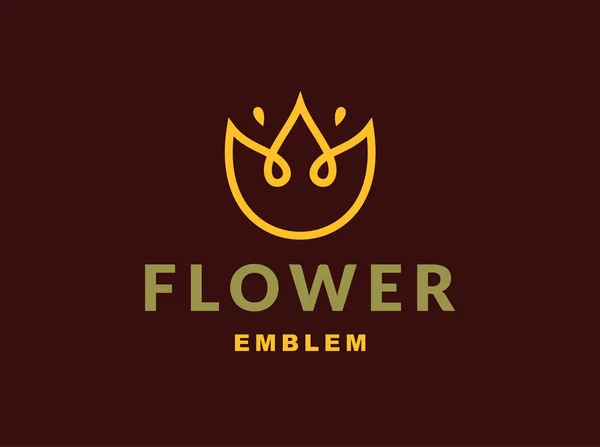 Blumenlogo mit drei Blättern - Vektorabbildung, Emblem auf dunklem Hintergrund — Stockvektor
