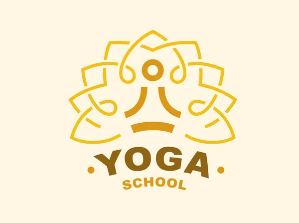 Overzicht yoga logo - vectorillustratie, embleem op lichte achtergrond — Stockvector