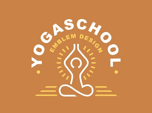 Umriss Yoga-Logo - Vektorabbildung, Emblem auf orangefarbenem Hintergrund — Stockvektor