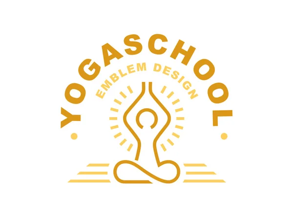 Umriss Yoga-Logo - Vektorillustration, Emblem auf hellem Hintergrund — Stockvektor