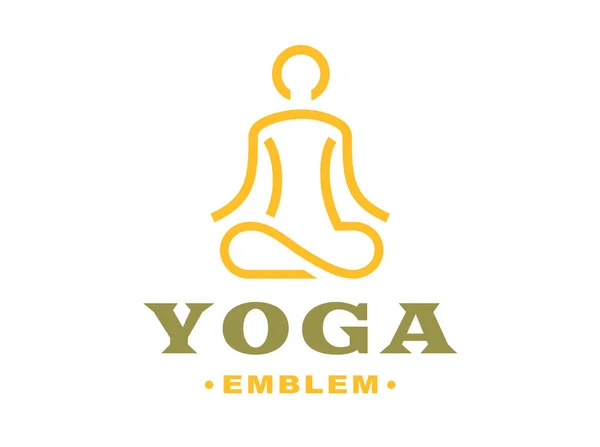 Overzicht yoga logo - vectorillustratie, embleem op lichte achtergrond — Stockvector