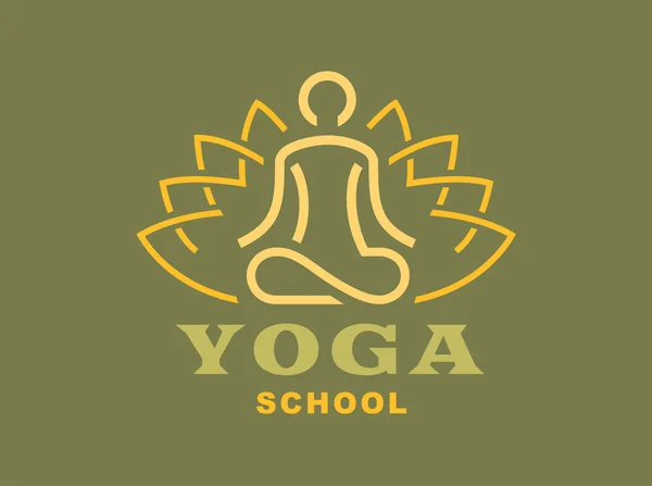 Lotus yoga logo - vectorillustratie, embleem op lichte achtergrond — Stockvector