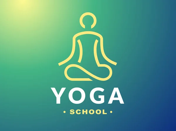 Logotipo de ioga esboço - ilustração vetorial, emblema no fundo gradiente —  Vetores de Stock