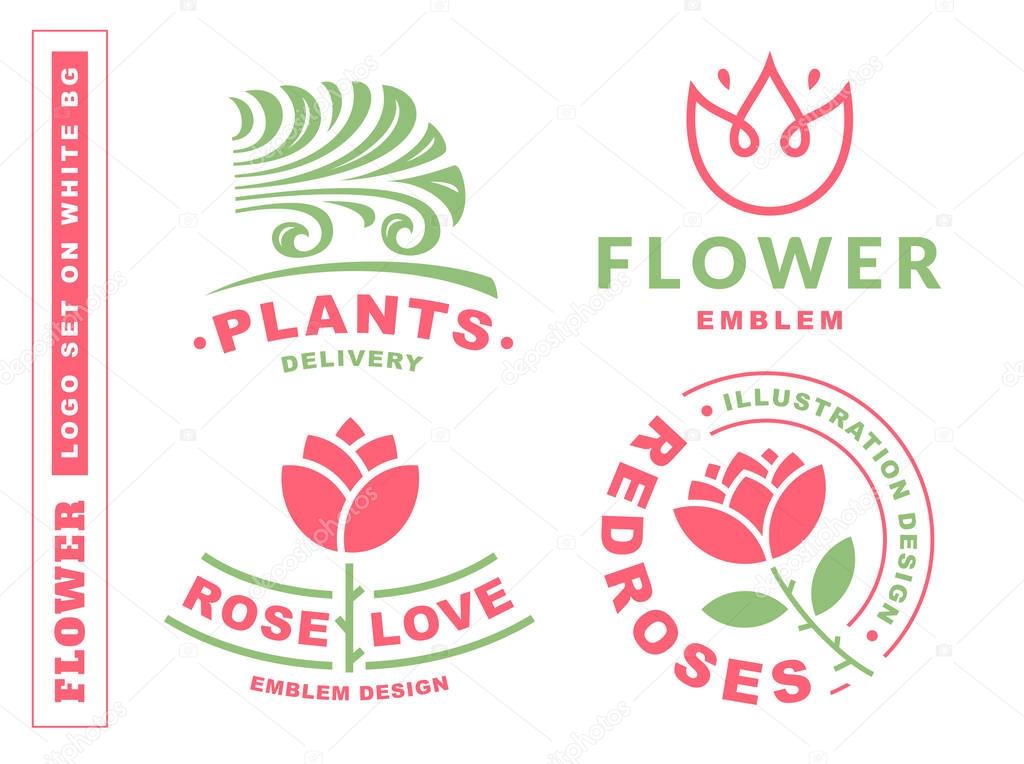 Set flowers logo - vector illustration, emblem design on white background