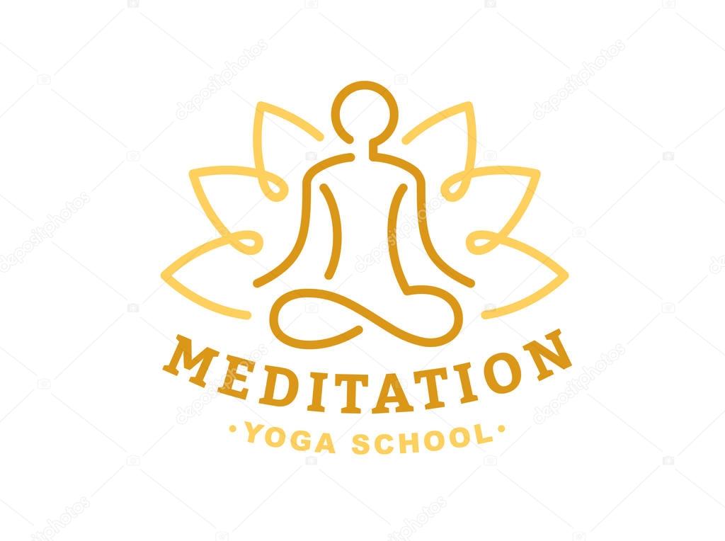 Lotus yoga logo - vector illustration, emblem on light background