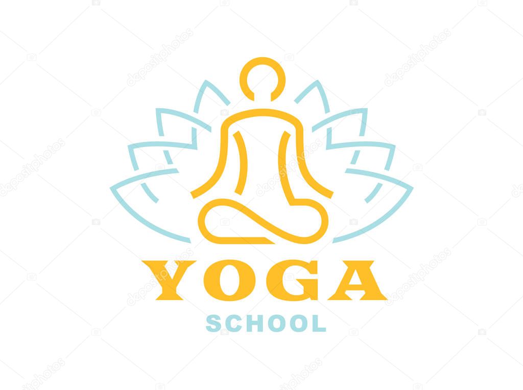 Lotus yoga logo - vector illustration, emblem on light background