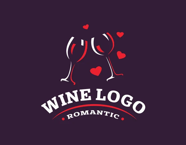 Logotipo de vinho - ilustração vetorial, design de emblema —  Vetores de Stock