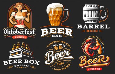 Bira logo - vektör çizim, amblem bira tasarım ayarla