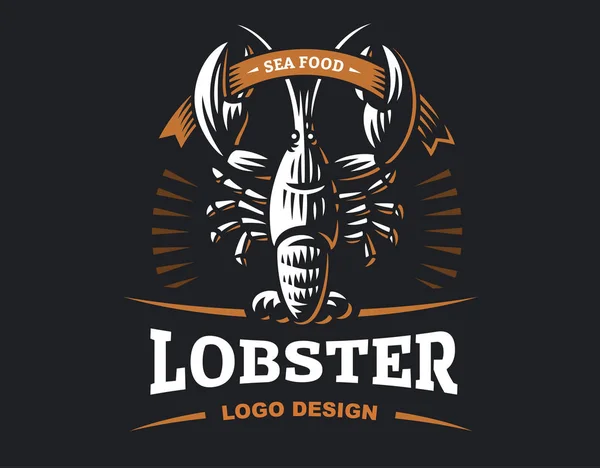 Ilustração do logotipo do vetor lagosta. Crustáceo em estilo vintage — Vetor de Stock