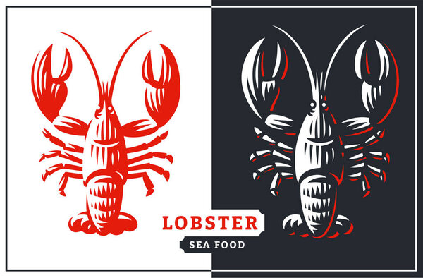 Lobster vector illustration. Crustacean in a vintage style