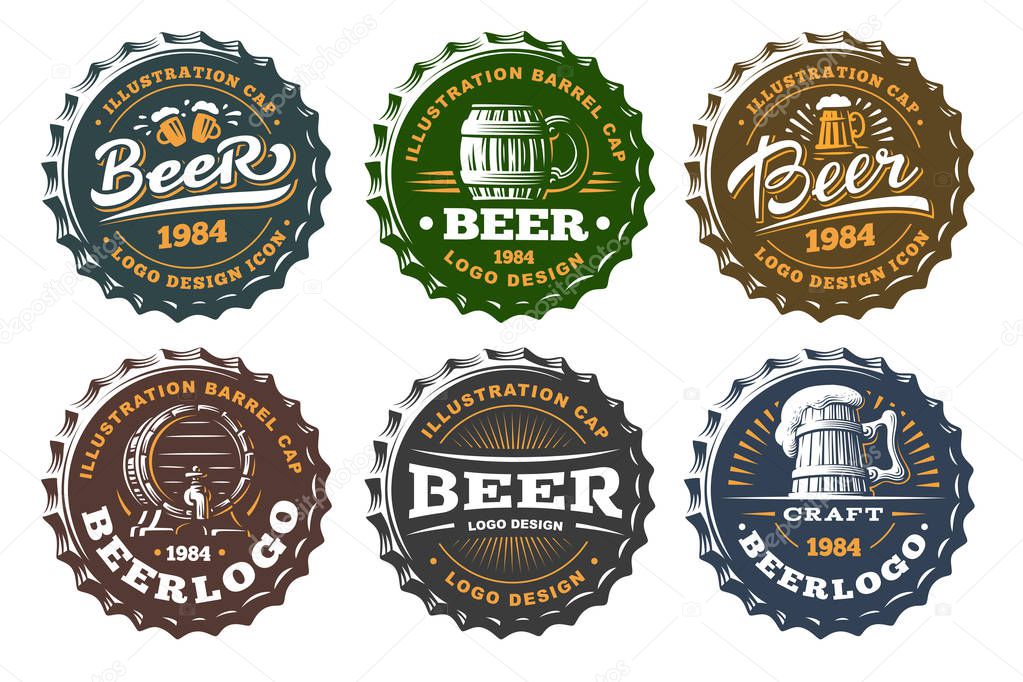 Set beer logo - vector illustration, emblem brewery design