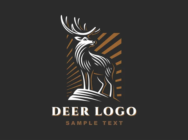 Vintage Emblem with Deer for Your Business — Stock Vector