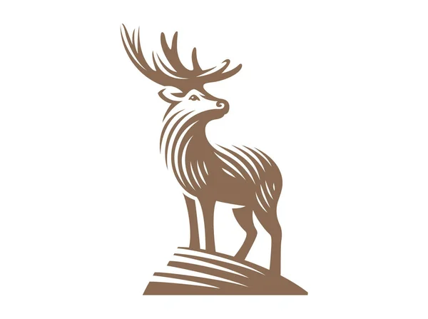 Design emblème cerf isolé sur fond blanc — Image vectorielle
