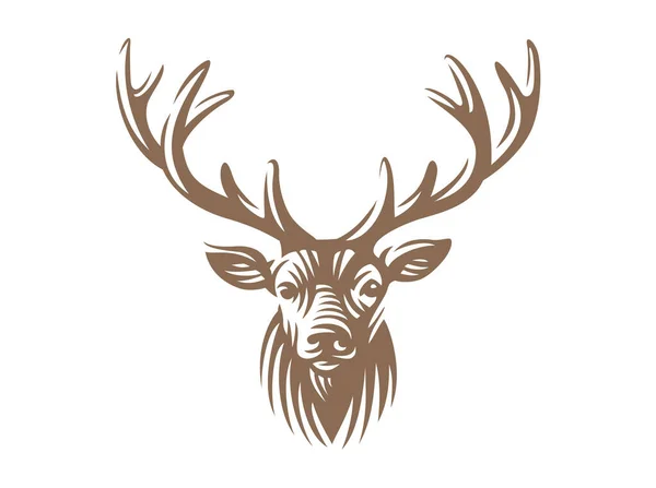 Emblema de cabeza de ciervo aislado sobre fondo blanco — Archivo Imágenes Vectoriales