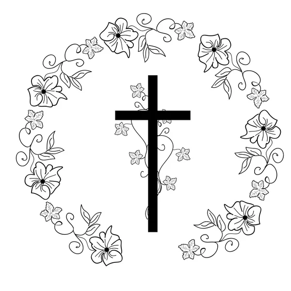 Illyustartsiya Christian symbol - a cross in a wreath — Stock Vector