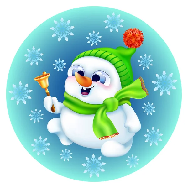 Altın bell ile kış şapkalı komik kardan adam