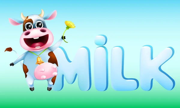 Şirin duygusal inek ve kelime süt