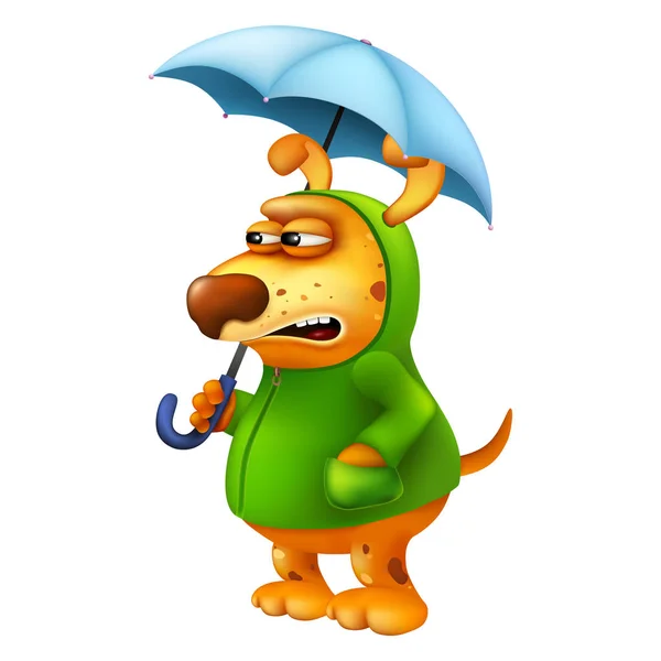 karikatür köpek giysi ve şemsiye ile