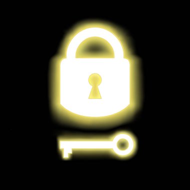 asma kilit kilitli ve siyah arka plan üzerine parıltı ile anahtar