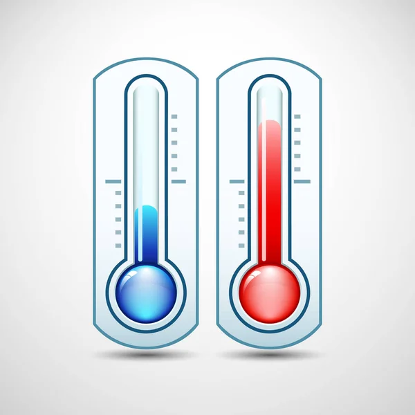 灰色背景下用阴影测量冷热温度的温度计图标 — 图库矢量图片