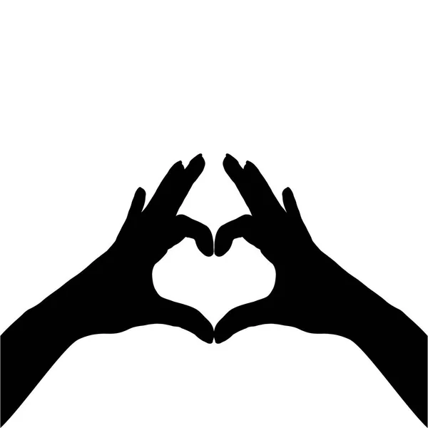 Heart Hand Gesture Sign Silhouette Vector Illustration — Stock Vector