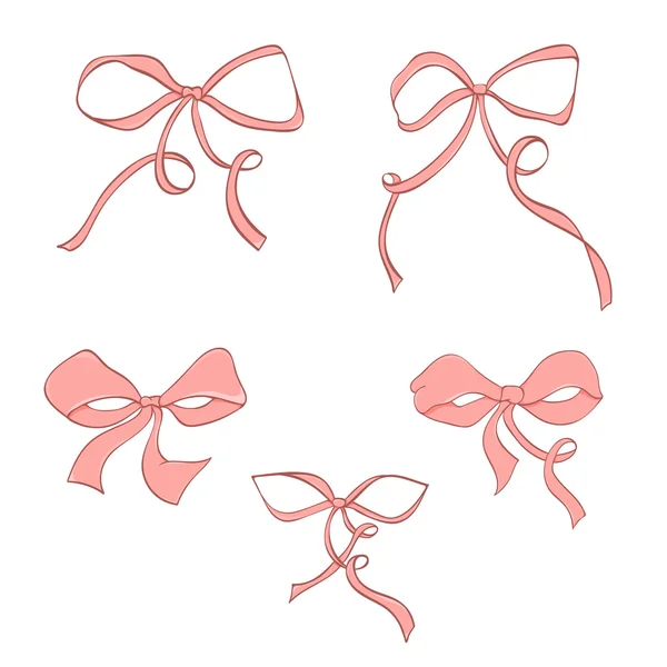 Set of hand drawn pink bow — Stock Vector