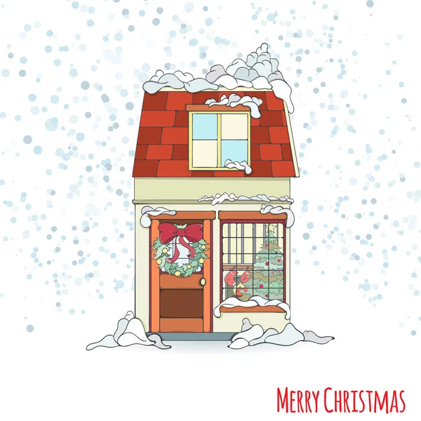 圣诞节和新年的房子 — 图库矢量图片