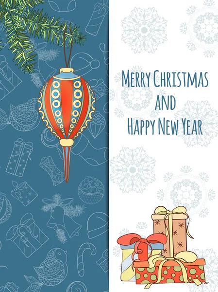 圣诞节和新年的邀请卡. — 图库矢量图片
