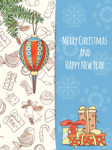 Natal e Ano Novo cartão de convite . — Vetor de Stock