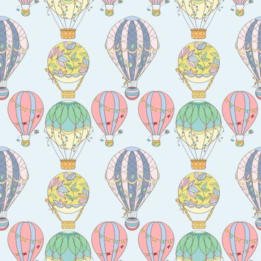 Elle çizilmiş dikişsiz hava balonu deseni