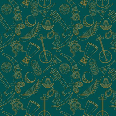 Elle çizilmiş kesintisiz afrika müzik deseni.