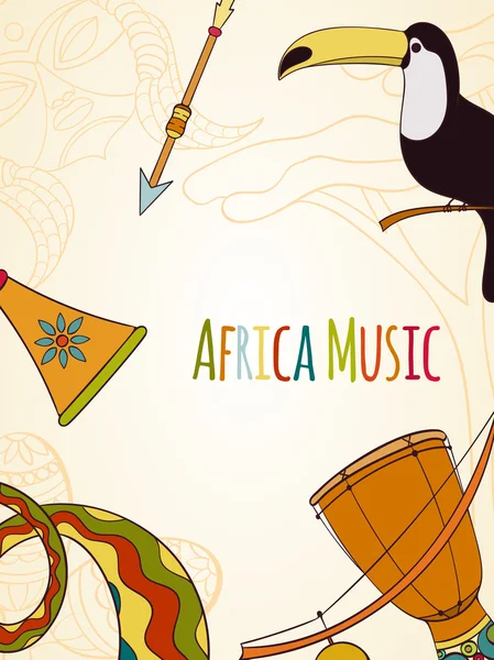 Carta musicale africa disegnata a mano — Vettoriale Stock