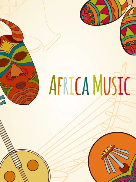 Ręcznie rysowane Afryka karta muzyczna — Wektor stockowy